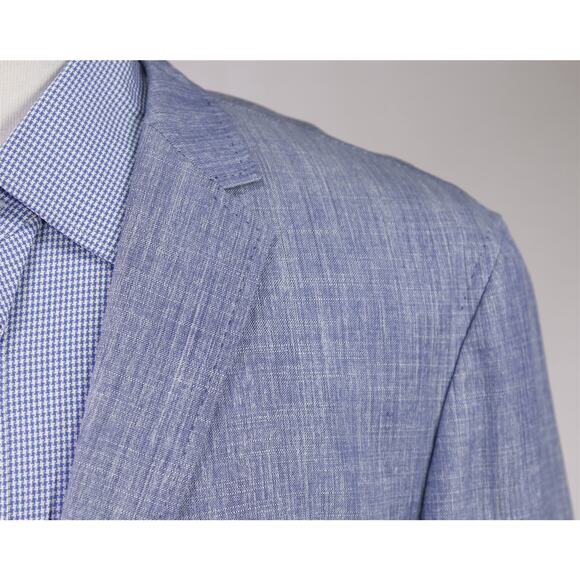 Hugo Boss Current Light Blue Wool Linen 2-Btn Blazer Jacket 42L - Picture 4 of 11